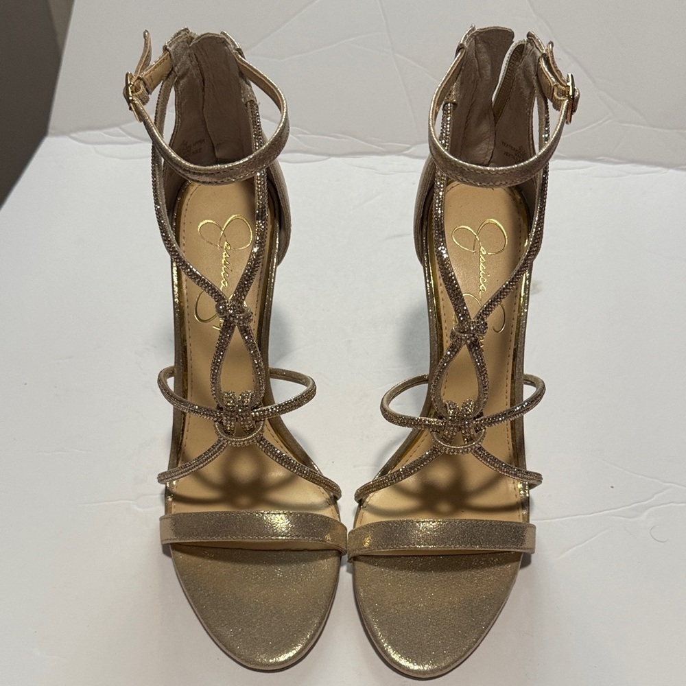 Jessica Simpson Gold Strappy Heels - Picture 4 of 4